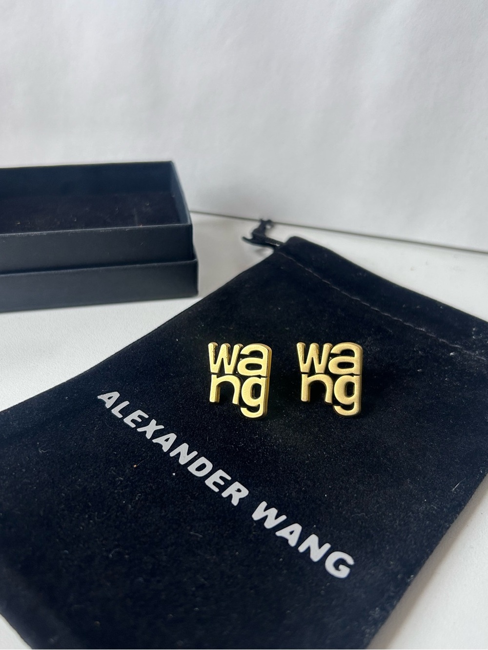 Alexander Wang Gold Tone 'wang' Logo stud earrings